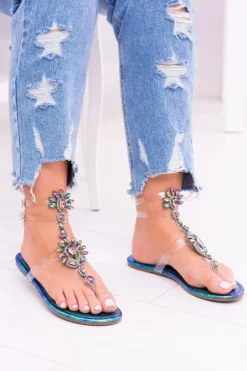 Lu Boo Eleganckie Benzynowe Sandały Cyrkonie Nomire