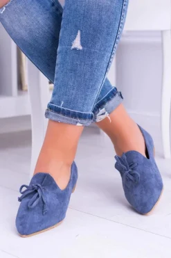 Lu Boo Granatowe Baleriny W Szpic Lordsy Zamsz Feliciano