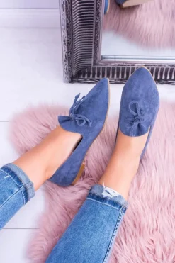 Lu Boo Granatowe Baleriny W Szpic Lordsy Zamsz Feliciano