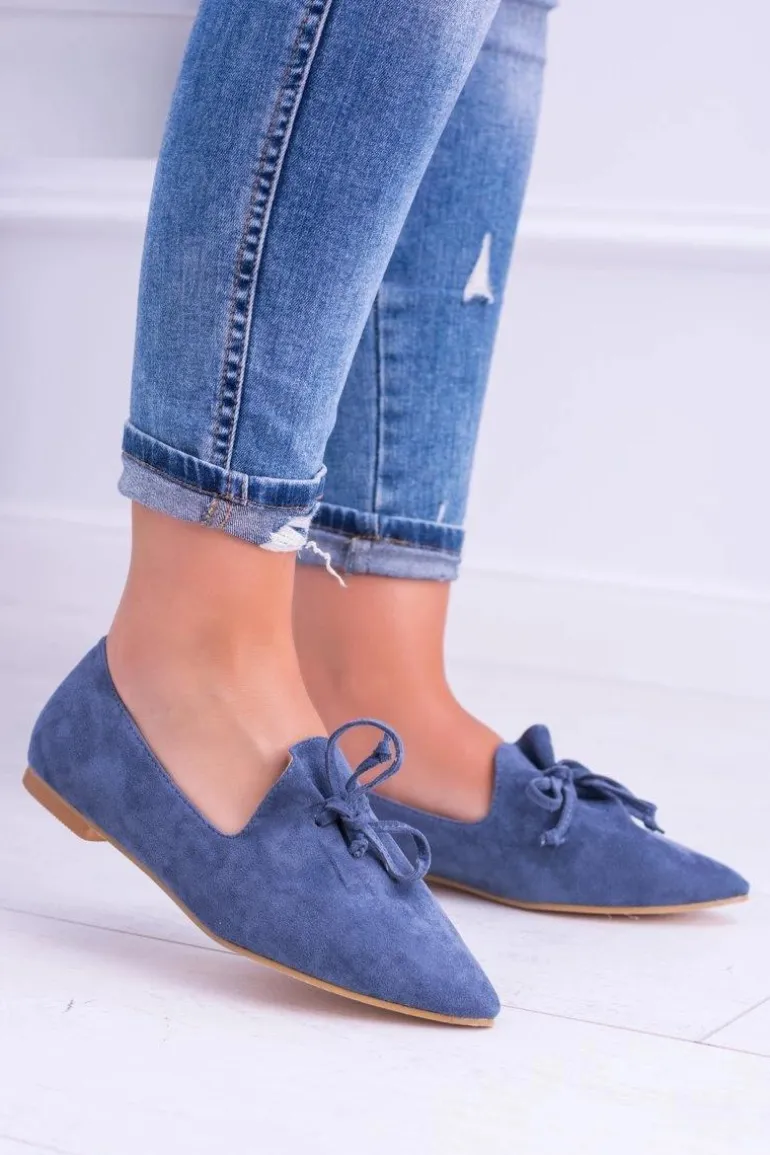 Lu Boo Granatowe Baleriny W Szpic Lordsy Zamsz Feliciano