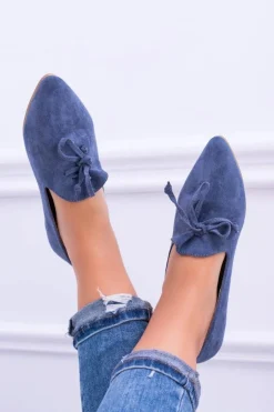 Lu Boo Granatowe Baleriny W Szpic Lordsy Zamsz Feliciano