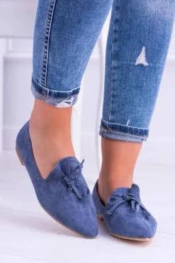 Lu Boo Granatowe Baleriny W Szpic Lordsy Zamsz Feliciano