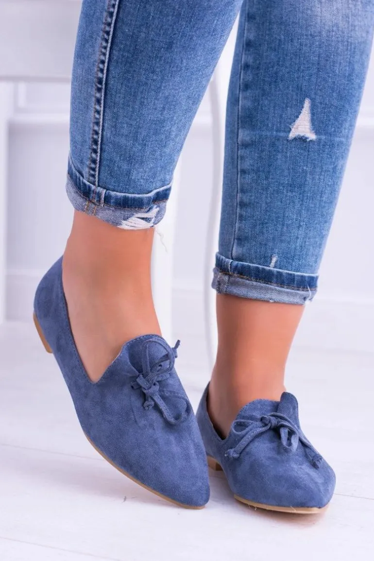 Lu Boo Granatowe Baleriny W Szpic Lordsy Zamsz Feliciano