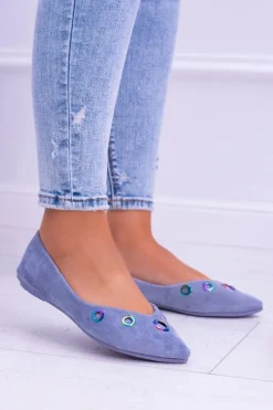 Lu Boo Niebieskie Baleriny W Szpic Benzynowe Oczka Octavia