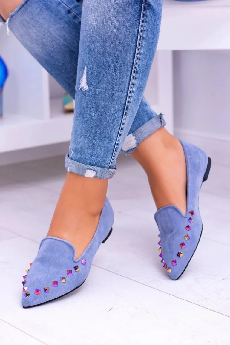 Lu Boo Niebieskie Lordsy Opalizujące Dżety Zamsz Spike