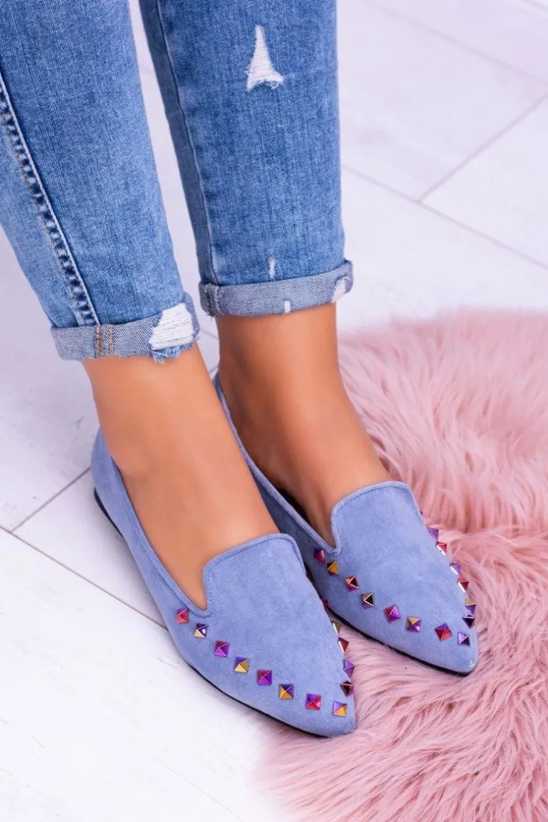 Lu Boo Niebieskie Lordsy Opalizujące Dżety Zamsz Spike