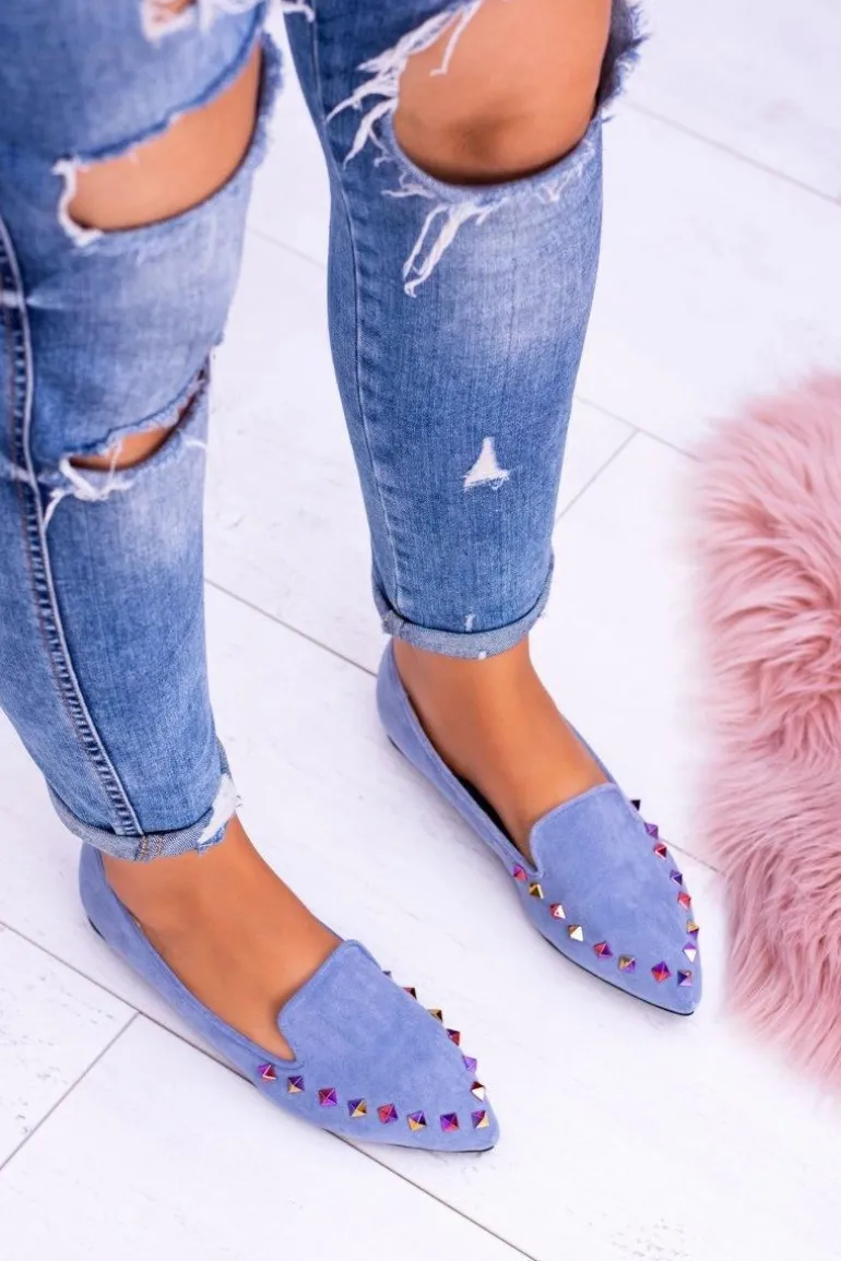 Lu Boo Niebieskie Lordsy Opalizujące Dżety Zamsz Spike