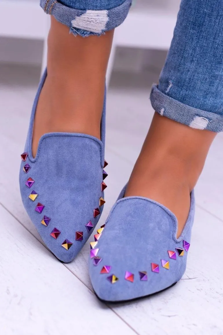 Lu Boo Niebieskie Lordsy Opalizujące Dżety Zamsz Spike