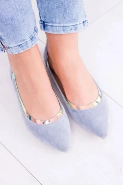 Lu Boo Niebieskie Transparentne Holograficzne Balerinki w Szpic Lison