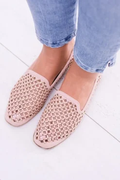 Lu Boo Różowe Ażurowe Baleriny Lordsy Ćwieki Carmar
