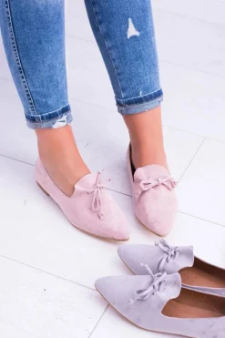 Lu Boo Różowe Baleriny W Szpic Lordsy Zamsz Feliciano