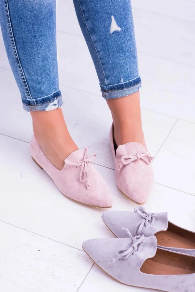 Lu Boo Różowe Baleriny W Szpic Lordsy Zamsz Feliciano
