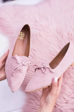 Lu Boo Różowe Baleriny W Szpic Lordsy Zamsz Feliciano