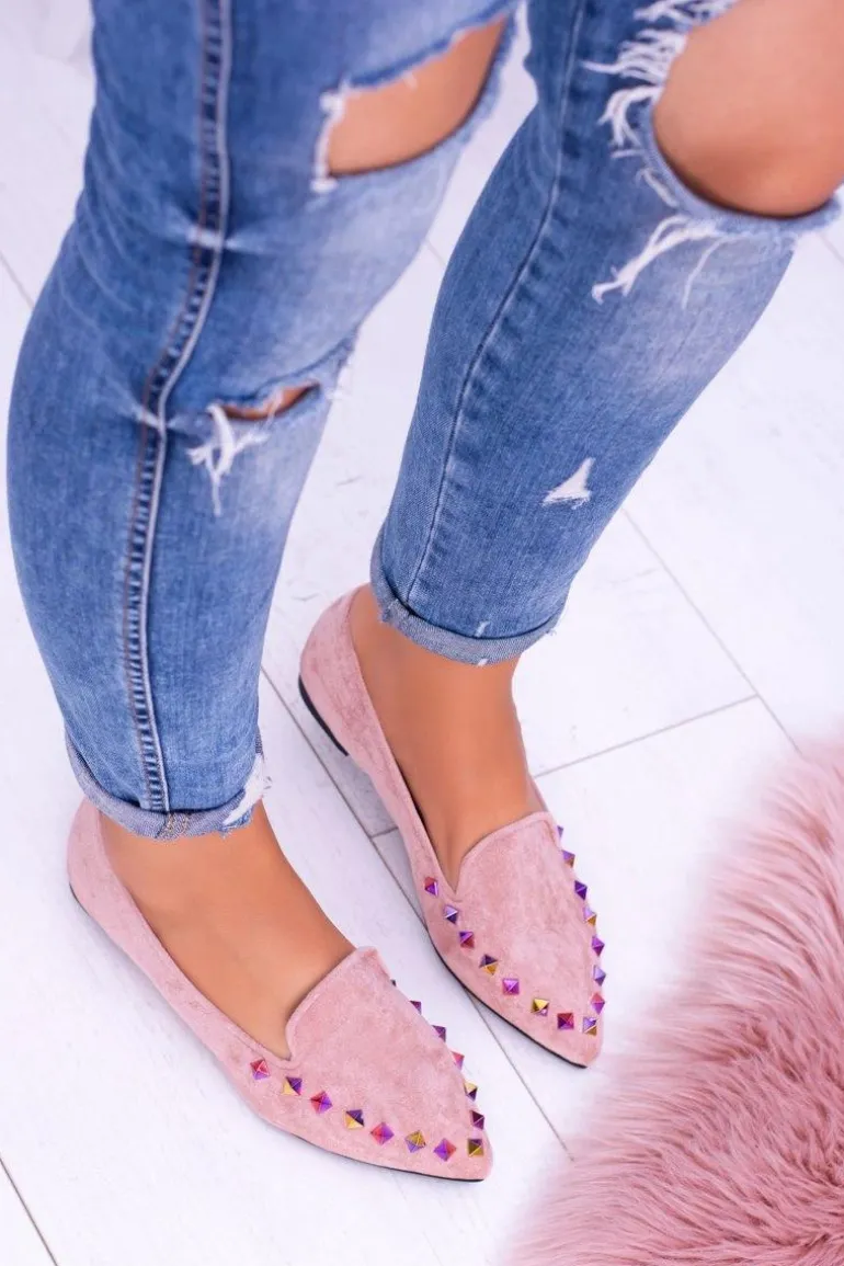 Lu Boo Różowe Lordsy Opalizujące Dżety Zamsz Spike