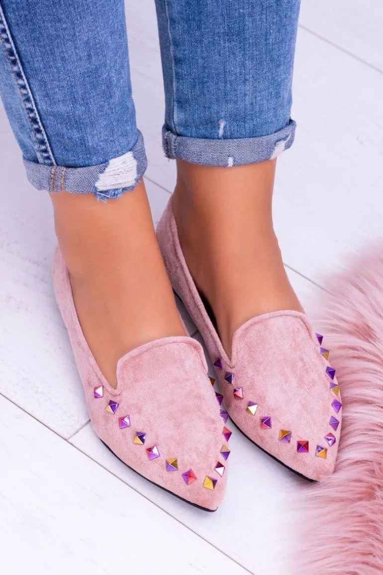 Lu Boo Różowe Lordsy Opalizujące Dżety Zamsz Spike