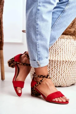 Lu Boo Sandałki Czerwone Panterka Na Słupku Dora