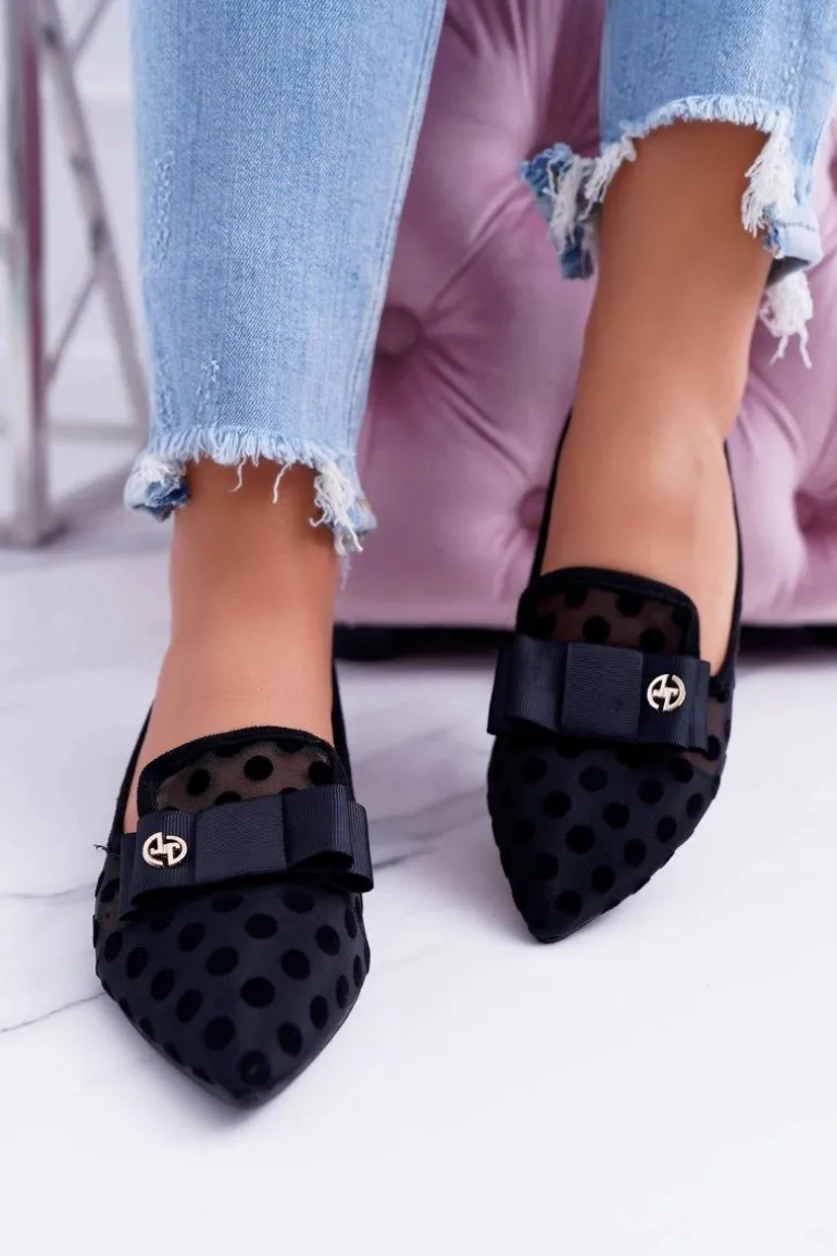 Lu Boo Siatkowe Baleriny Czarne Lordsy Mamba