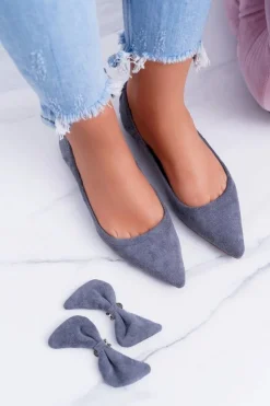 LU BOO Szare Balerinki Moments z Odpinaną Kokardą
