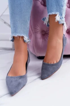 LU BOO Szare Balerinki Moments z Odpinaną Kokardą