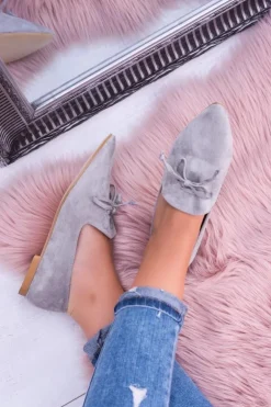 Lu Boo Szare Baleriny W Szpic Lordsy Zamsz Feliciano