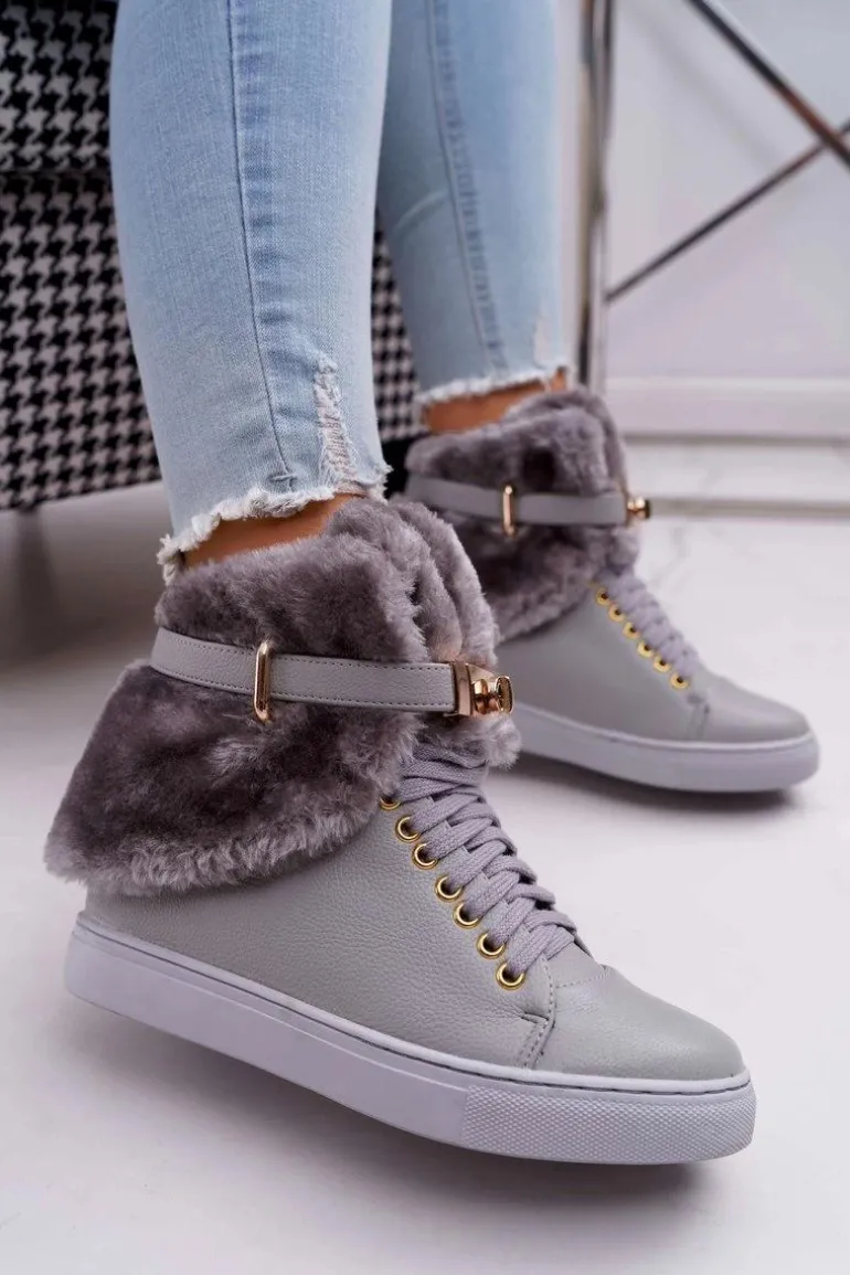 Lu Boo Szare Botki z Futerkiem Gisele