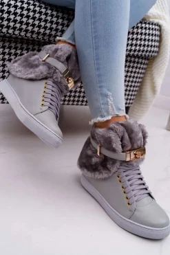 Lu Boo Szare Botki z Futerkiem Gisele