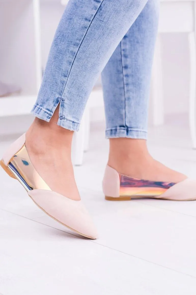 Lu Boo Transparentne Holograficzne Balerinki w Szpic Venessa