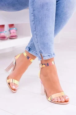 Lu Boo Transparentne Sandały Złoty Róż Mirage