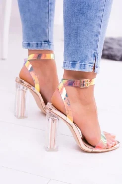 Lu Boo Transparentne Sandały Złoty Róż Mirage