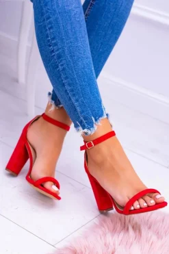 Lu Boo Zamszowe Czerwone Sandały Na Słupku Ripley