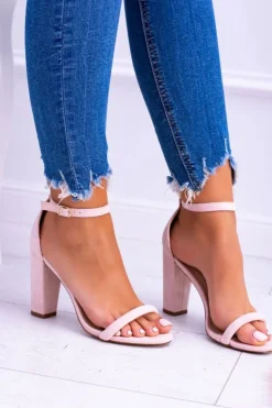 Lu Boo Zamszowe Różowe Sandały Na Słupku Ripley