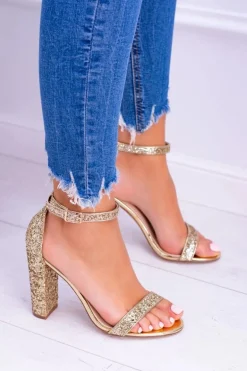 Lu Boo Zote Brokatowe Damskie Sandały Na Słupku Futurism