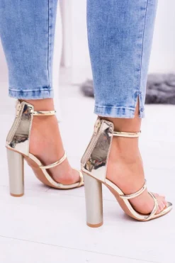 Lu Boo Złote Sandały Na Słupku Lissa