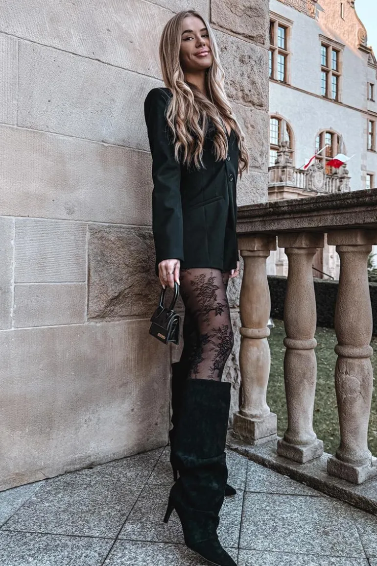 Marszczone Kozaki Na Szpilce Z Eko Zamszu Ocieplane Czarne Mavella