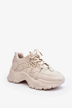 Masywne Damskie Buty Sportowe Sneakersy Beżowe Toderus