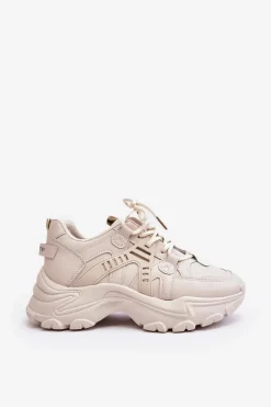 Masywne Damskie Buty Sportowe Sneakersy Beżowe Toderus