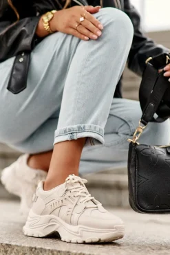 Masywne Damskie Buty Sportowe Sneakersy Beżowe Toderus