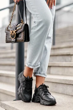 Masywne Damskie Buty Sportowe Sneakersy Czarne Toderus