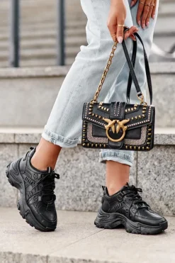 Masywne Damskie Buty Sportowe Sneakersy Czarne Toderus