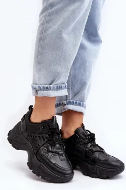 Masywne Damskie Buty Sportowe Sneakersy Czarne Toderus