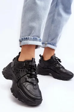 Masywne Damskie Buty Sportowe Sneakersy Czarne Toderus