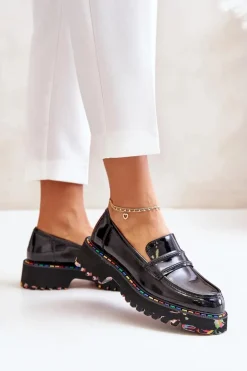 Masywne Mokasyny Damskie Lakierowane Artiker 55C0489 Czarne