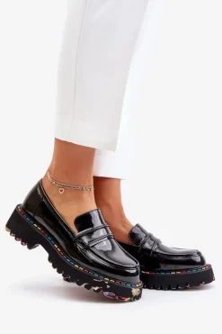 Masywne Mokasyny Damskie Lakierowane Artiker 55C0489 Czarne
