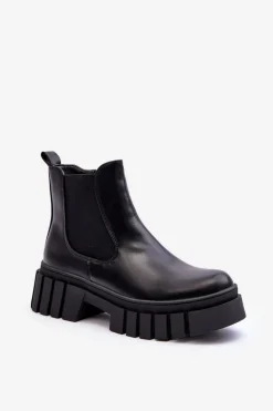 Masywne Skórzane Botki Sztyblety Czarne Orryss