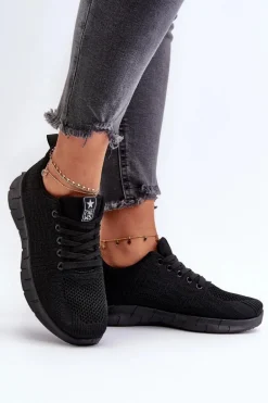 Materiałowe Buty Sportowe Damskie Czarne Kephope