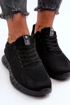 Materiałowe Buty Sportowe Damskie Czarne Kephope