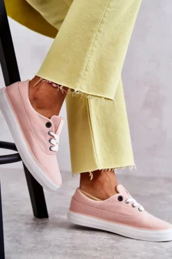 Materiałowe Damskie Tenisówki Big Star KK274020 Nude