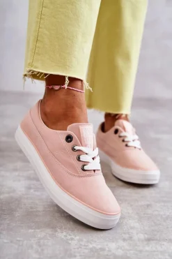 Materiałowe Damskie Tenisówki Big Star KK274020 Nude