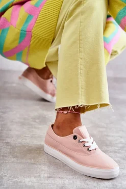 Materiałowe Damskie Tenisówki Big Star KK274020 Nude