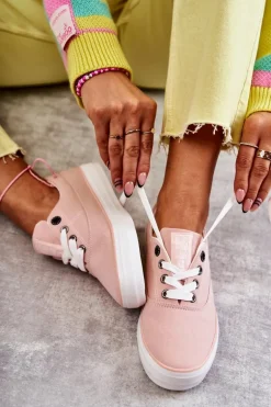 Materiałowe Damskie Tenisówki Big Star KK274020 Nude